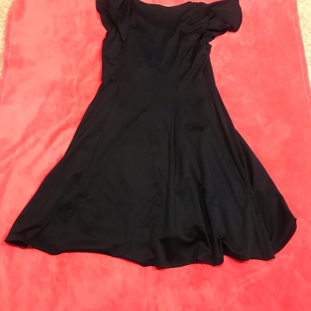 Dark Blue Midi Fit-and-Flare Dress